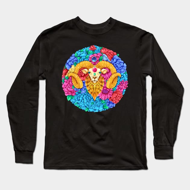 Zodiac Aries Sign Long Sleeve T-Shirt by Harsimran_sain